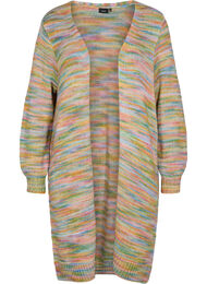 Lang, mønstrete strikket cardigan i bomullsmiks, Multi Color