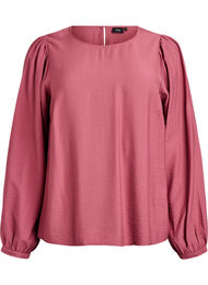 Langermet bluse i viskose, Rosa