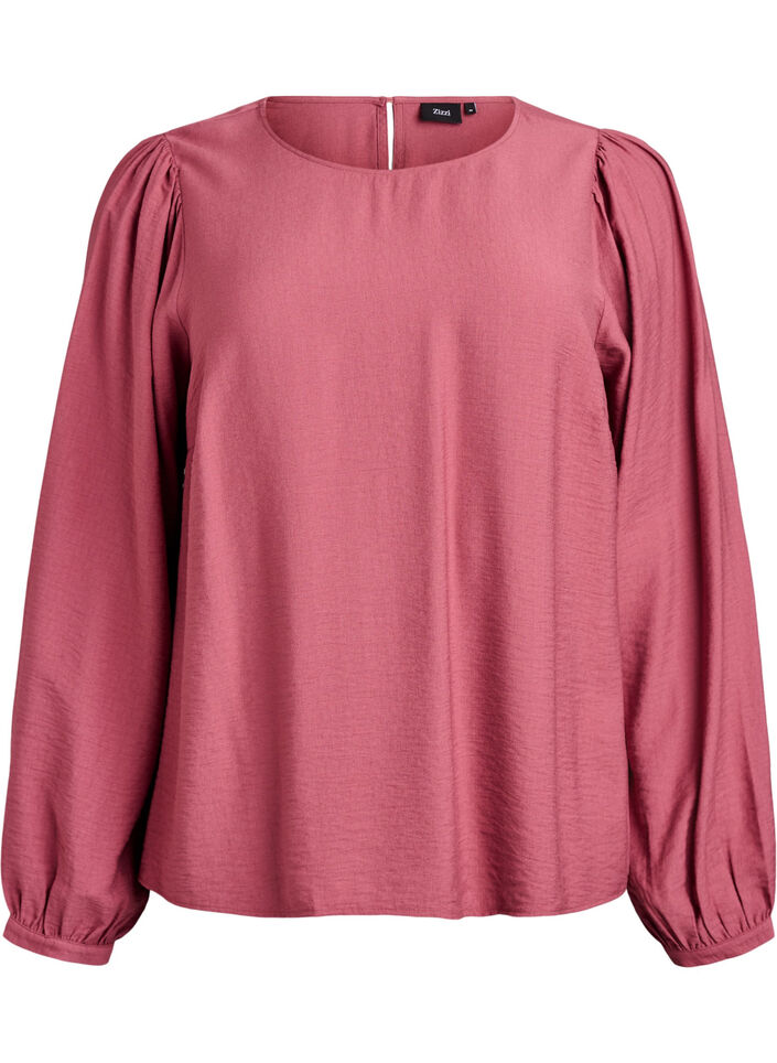 Langermet bluse i viskose, Rosa, Packshot image number 0