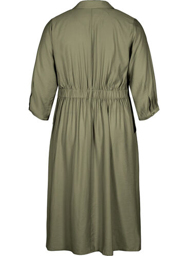 Omslagskjole med 3/4-ermer i viskose, Dusty Olive, Packshot image number 1
