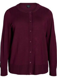 Strikkecardigan med rund hals og knapper, Winetasting