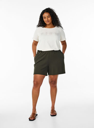 Zizzi FLASH - T-skjorte med motiv, Vanilje, Model image number 1