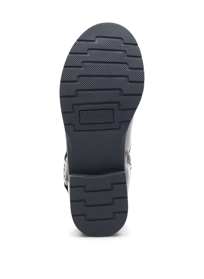 Wide fit - Kort bikerstøvel, Black Olive, Packshot