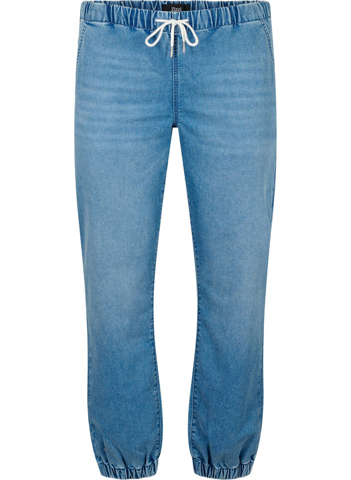 Joggebukse i denim med lommer, Light Blue Denim, Packshot
