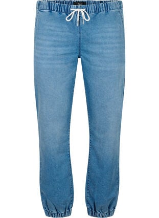 Zizzi Joggebukse i denim med lommer, Light Blue Denim, Packshot image number 0