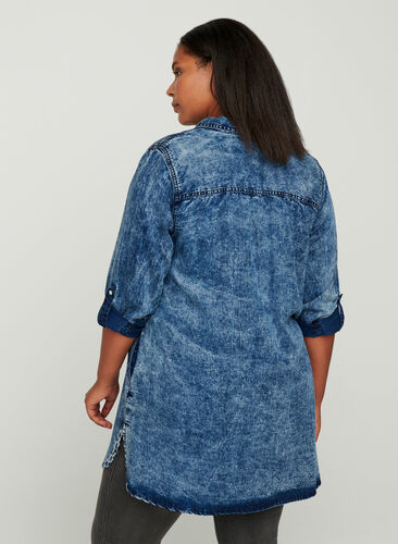 Lang skjorte i lyocell, Denim blue stone wash, Model image number 1