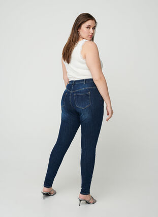 Super slim Amy jeans med høyt liv, Dark Blue, Model image number 1