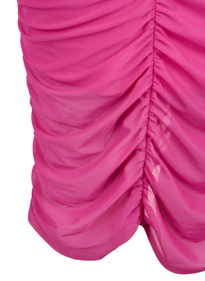Tettsittende kjole med draperinger, Fuchsia Red, Packshot image number 3