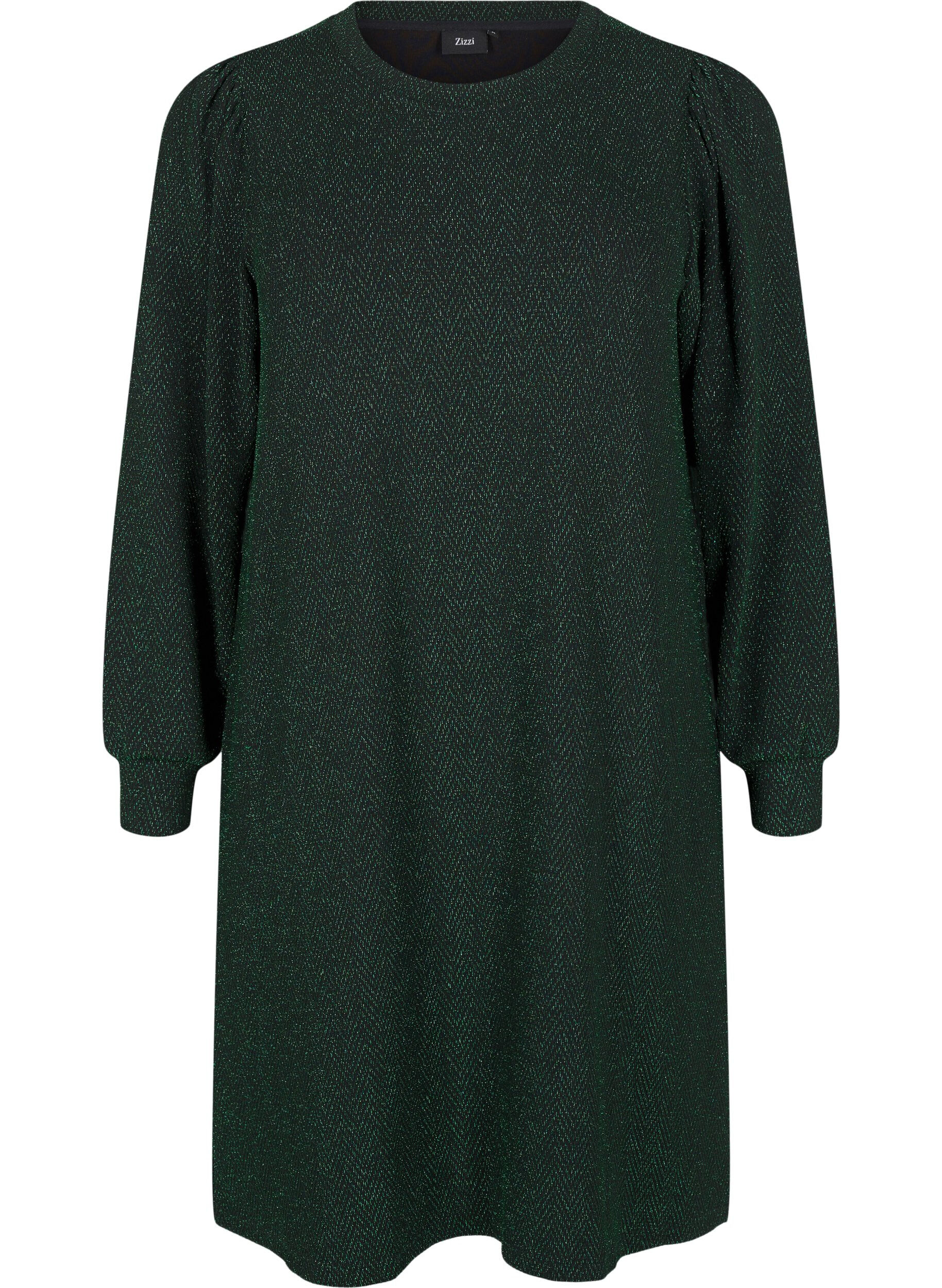 Zizzi Kjole med sikksakkm&oslash;nster og glitter, Scarab ZigZagShimmer, Packshot image number 0