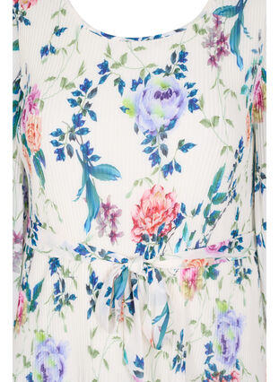 Mønstrete plissékjole med knyting, Bright White Flower, Packshot image number 2