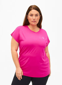 Kortermet trenings-T-skjorte, Neon Pink Glo, Model