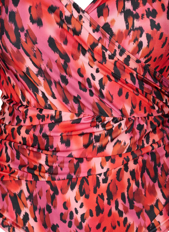 Badedrakt med trykk og omslagseffekt, Red Leopard AOP, Packshot image number 2