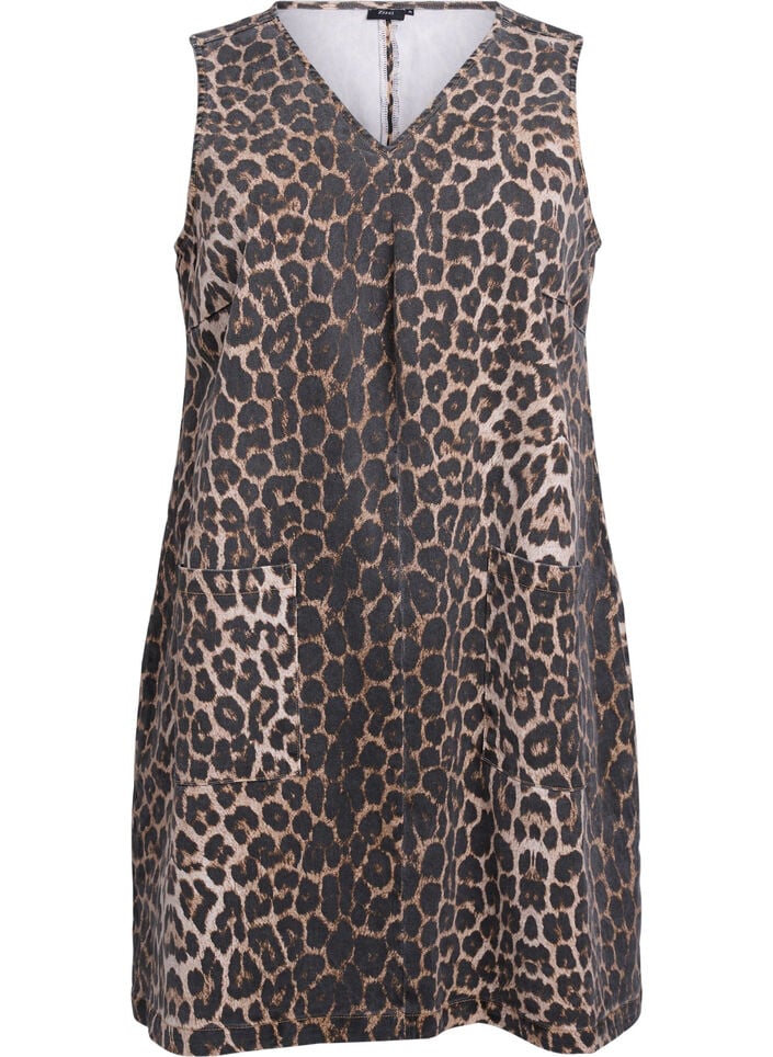 Spencerkjole med lommer og leopardmønster, Brun, Packshot image number 0