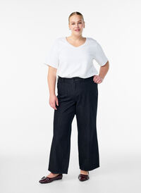 Wide fit jeans med høy midje, Svart Wide fit jeans med høy midje, Svart, Model