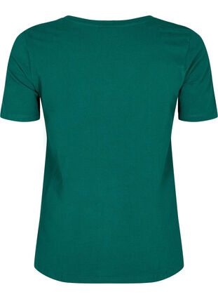 Ensfarget basis T-skjorte i bomull, Evergreen, Packshot image number 1