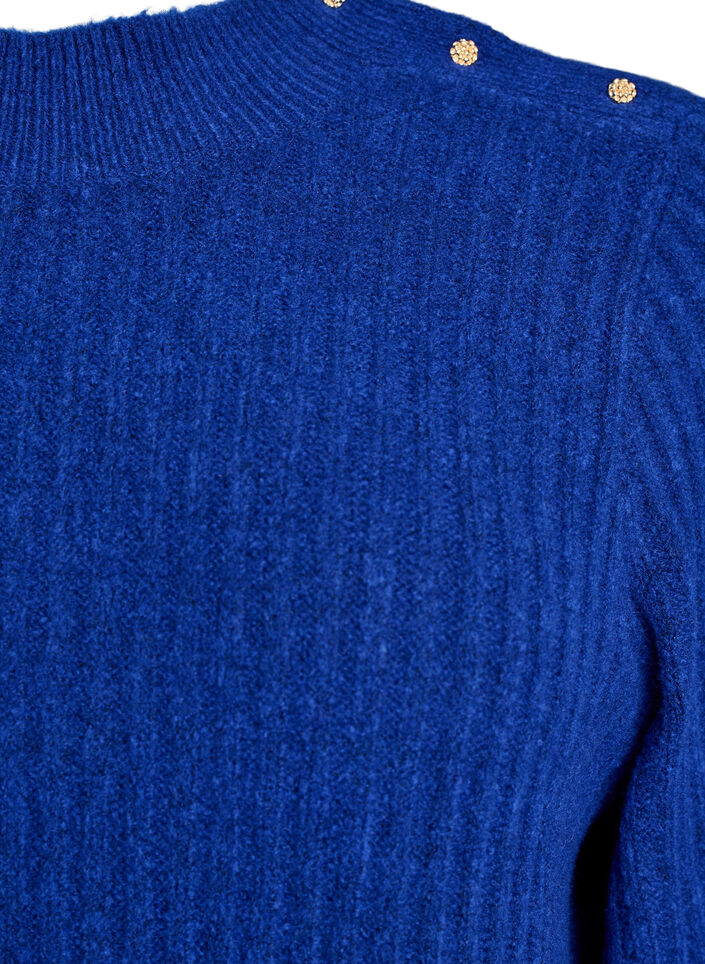 Ribbestrikket genser med puffede ermer og knapper, Blueprint Mel., Packshot