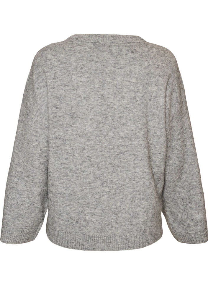 L&oslash;s strikkebluse med alpakka og ull, Gr&aring;, Packshot image number 1