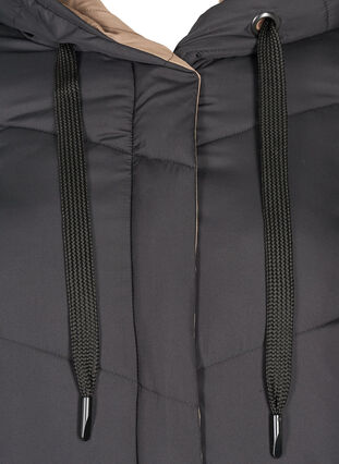 Lang, vendbar jakke med hette, Black COMB, Packshot image number 2