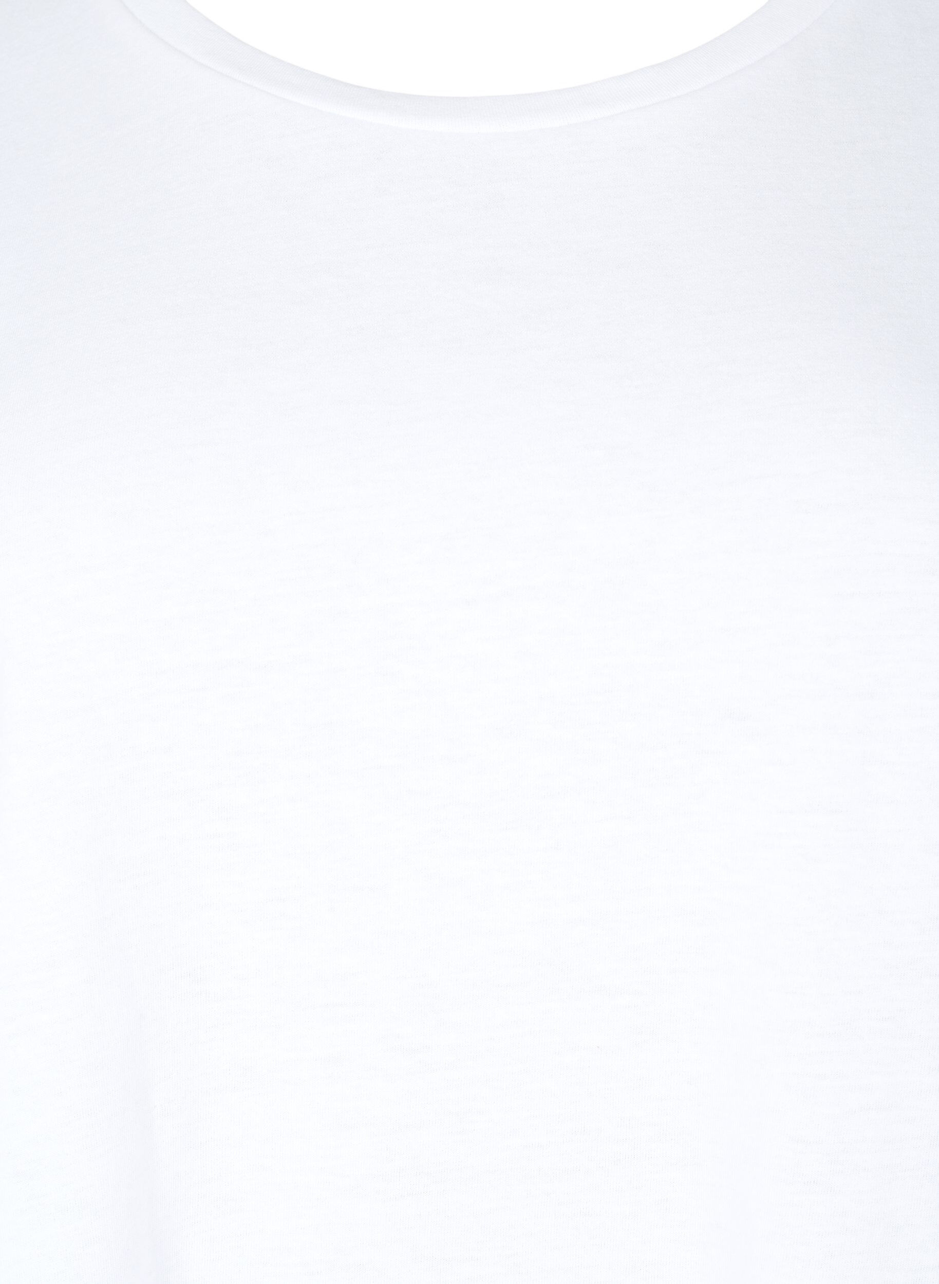 ZizziKortermet T-skjorte i bomullsblanding, Hvit, Packshot image number 2