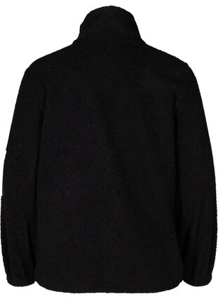 Treningsjakke i teddy med lommer og glidelås, Black, Packshot image number 1