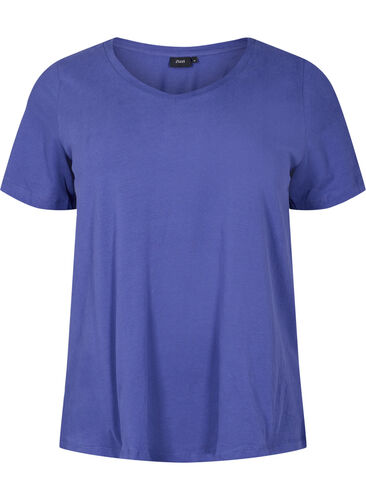 Ensfarget basis T-skjorte i bomull, Deep Cobalt, Packshot image number 0