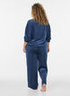 Velourbluse med brodert tekst, Bl&aring;, Model image number 2