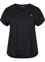 Kortermet trenings-t-skjorte med v-hals, Black