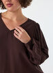 Viskosebluse med V-hals og ballongsilhuett, Brun, Model image number 3