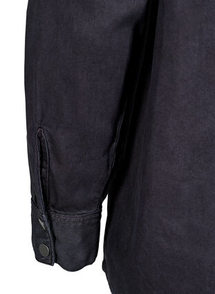 Zizzi Denimskjorte med brystlommer, Svart, Packshot image number 3