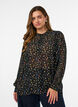 Bluse med heldekkende trykk og kort knappestolpe, Svart, Model image number 0