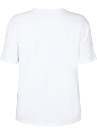 Zizzi T-skjorte i økologisk bomull med similisteiner, White, Packshot image number 1