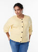 Ribbestrikket cardigan med knapper, Gul, Model image number 0
