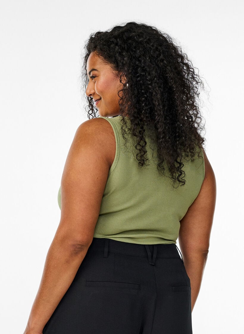 Singlet med strass og smal passform, Grønn, Model image number 2