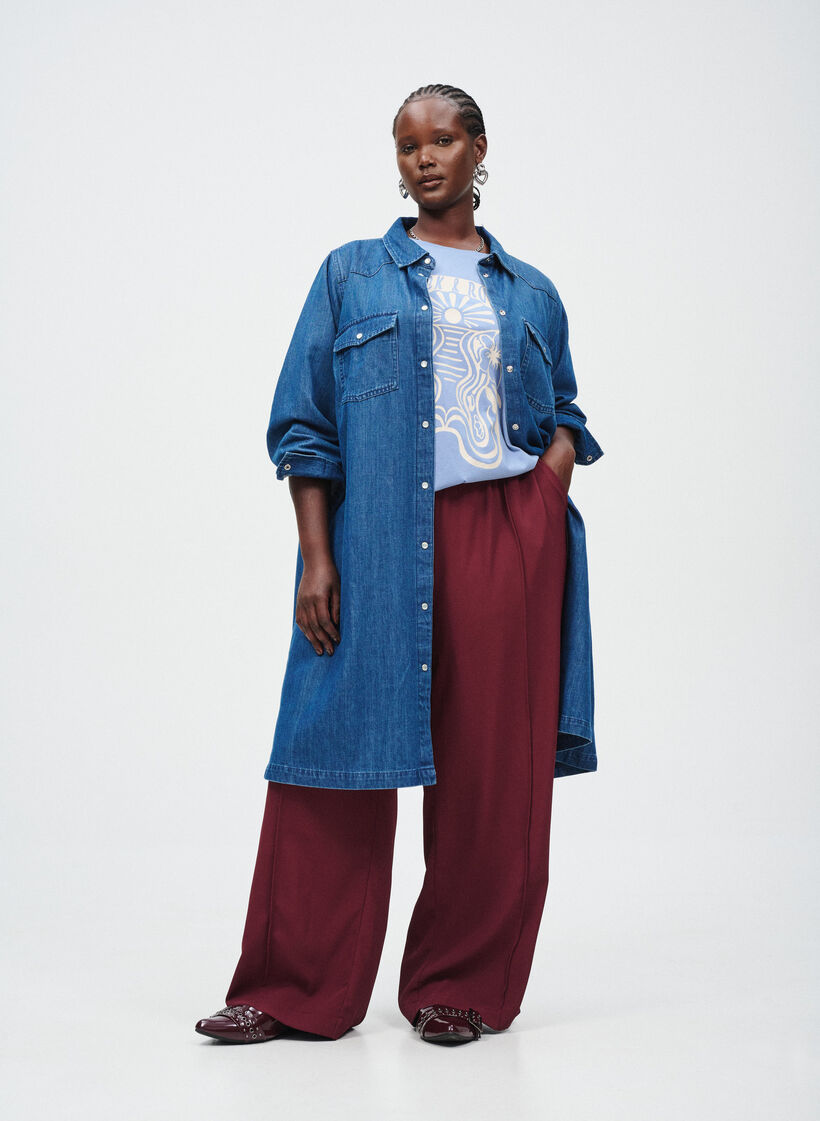 Denimkjole med knapper, Blue Denim, Image
