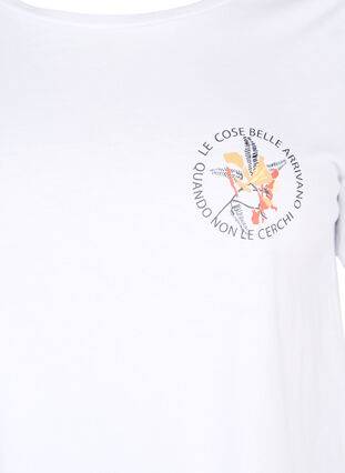 T-skjorte i bomull med trykk foran, White Chest Print, Packshot image number 2