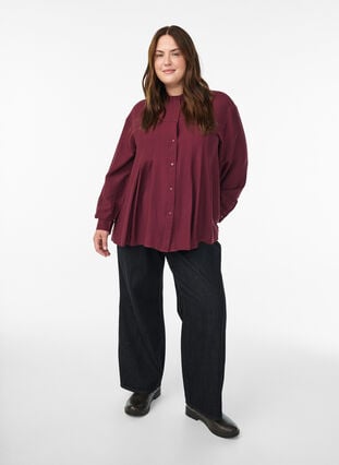 Zizzi Viskoseskjorte med A-linjeform, Rød, Model image number 1