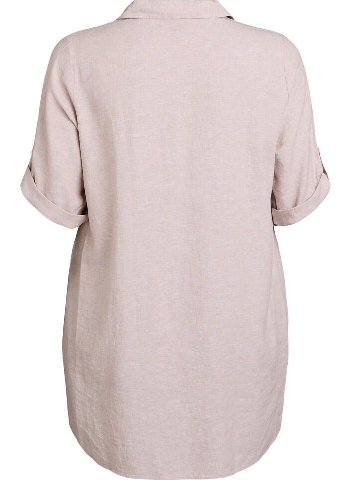 Tunika i lin og viskose med A-form, Beige, Packshot image number 1