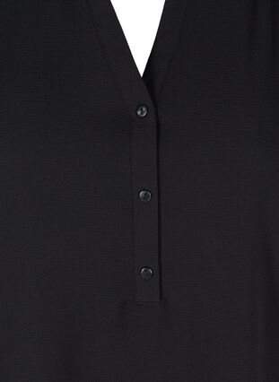 Bluse med korte ermer og V-hals, Black, Packshot image number 2