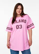 Sporty oversized college T-skjorte, Rosa, Model image number 0