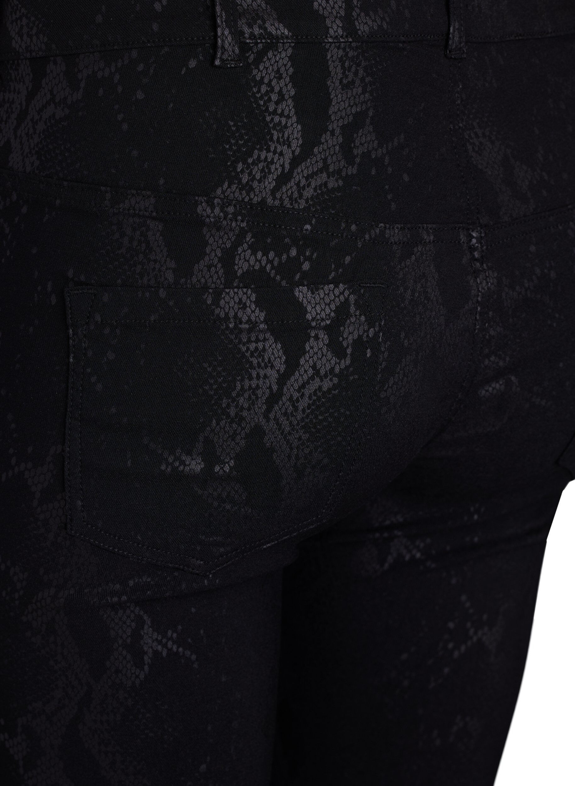 Zizzi Slim fit bukser med slangem&oslash;nster, Svart, Packshot image number 3