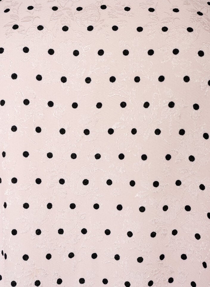 A-formet kjole med polkaprikker og ballongermer, Rosa, Packshot