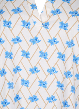 Zizzi Blomstret bomullstunika i bomull, Snow White Flower, Packshot image number 2