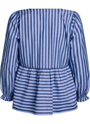 Zizzi Bluse med striper og sløyfer, Blå, Packshot image number 1
