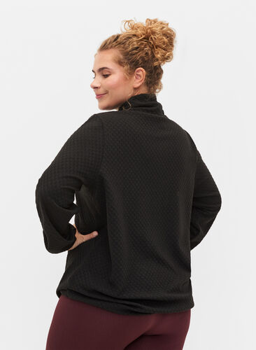 Genser med høy hals og justerbar strikk, Black, Model image number 1
