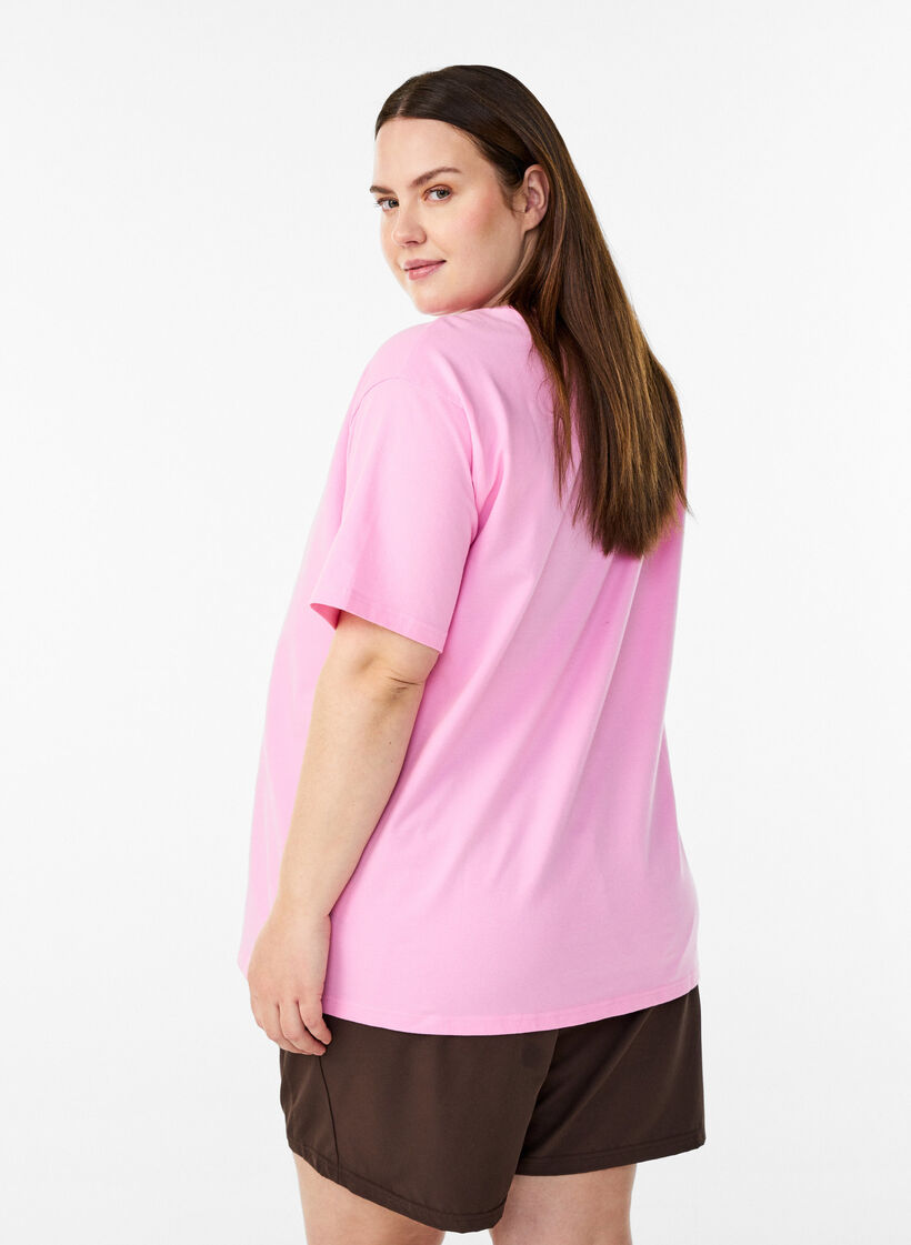 Sporty t-skjorte i &oslash;kologisk bomull, Rosa, Model image number 2