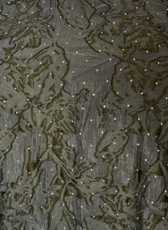 Jacquard bluse med glitrende detaljer og puffede ermer, Gr&oslash;nn, Packshot image number 2