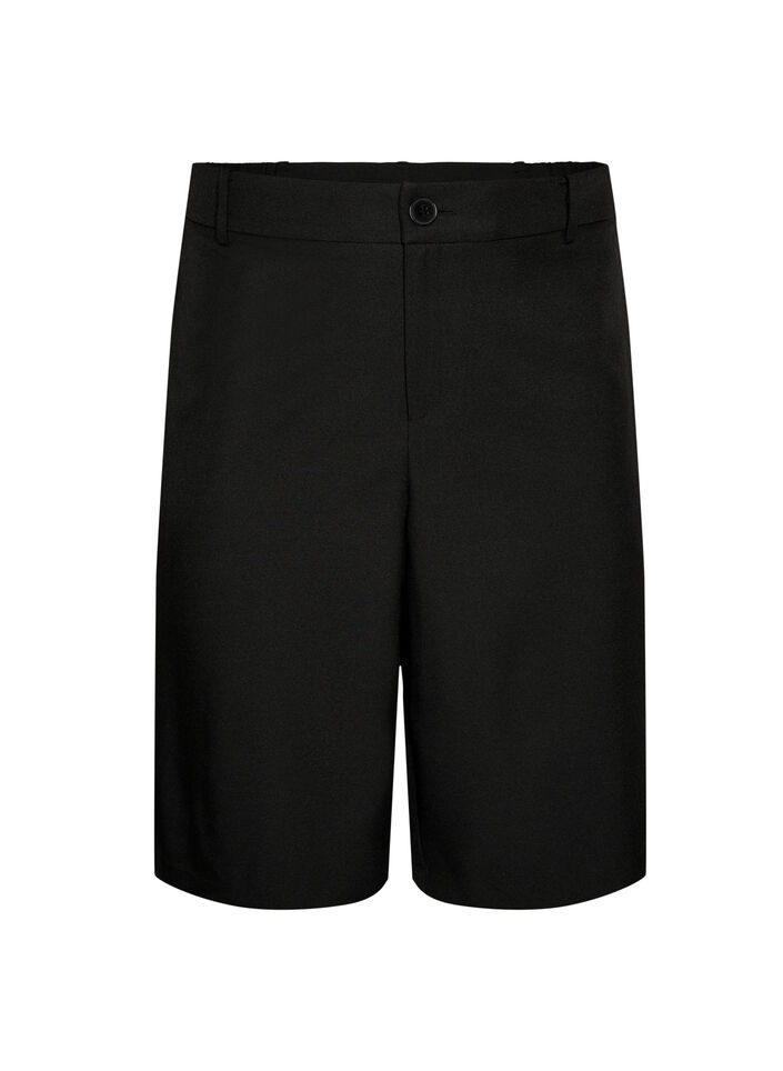 Loose fit Bermuda shorts med h&oslash;y midje, Svart, Packshot image number 0