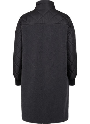 Quiltet jakke med teddy og knappelukking, Black Comb, Packshot image number 1