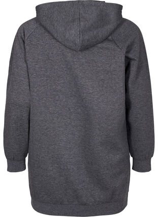Lang hettegenser med tekst foran, Dark Grey Melange, Packshot image number 1