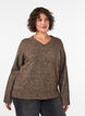 Genser med V-hals, Brun, Model image number 0